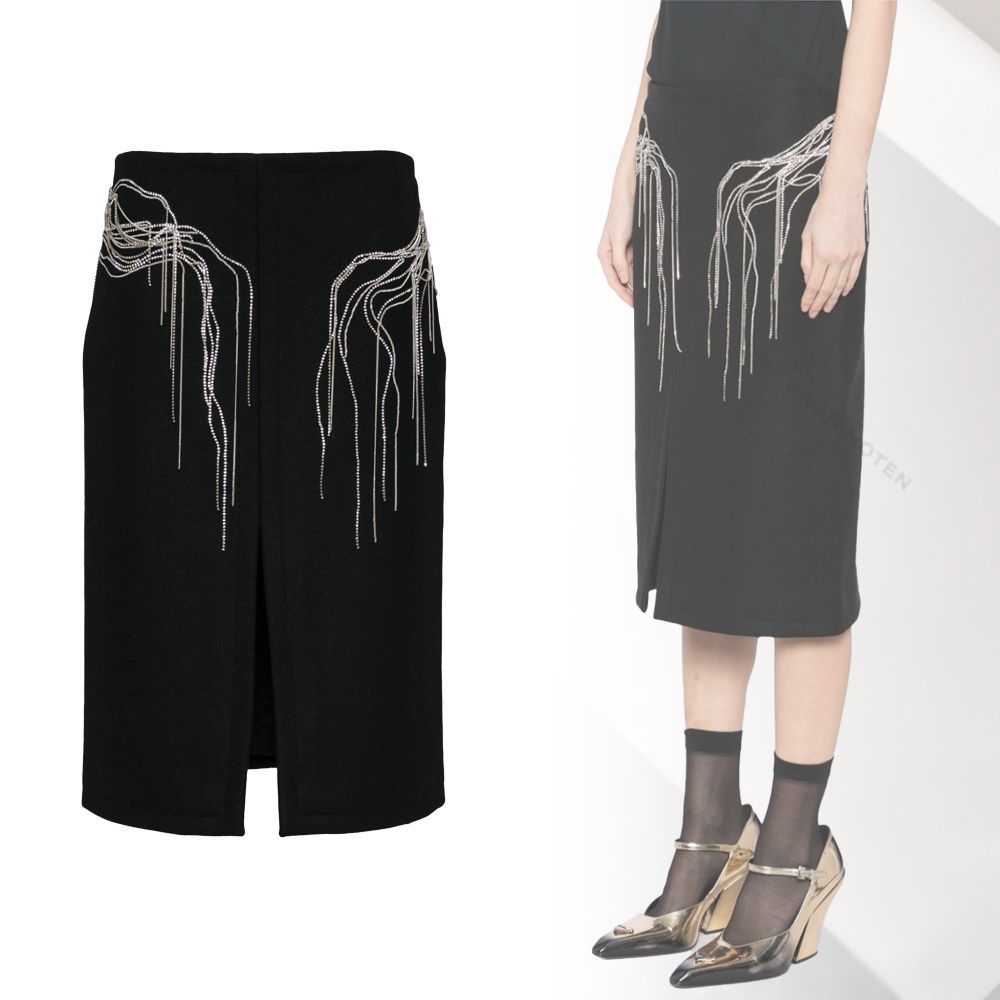 【DRIES VAN NOTEN】チェーン装飾 スカート Black 送料関税込