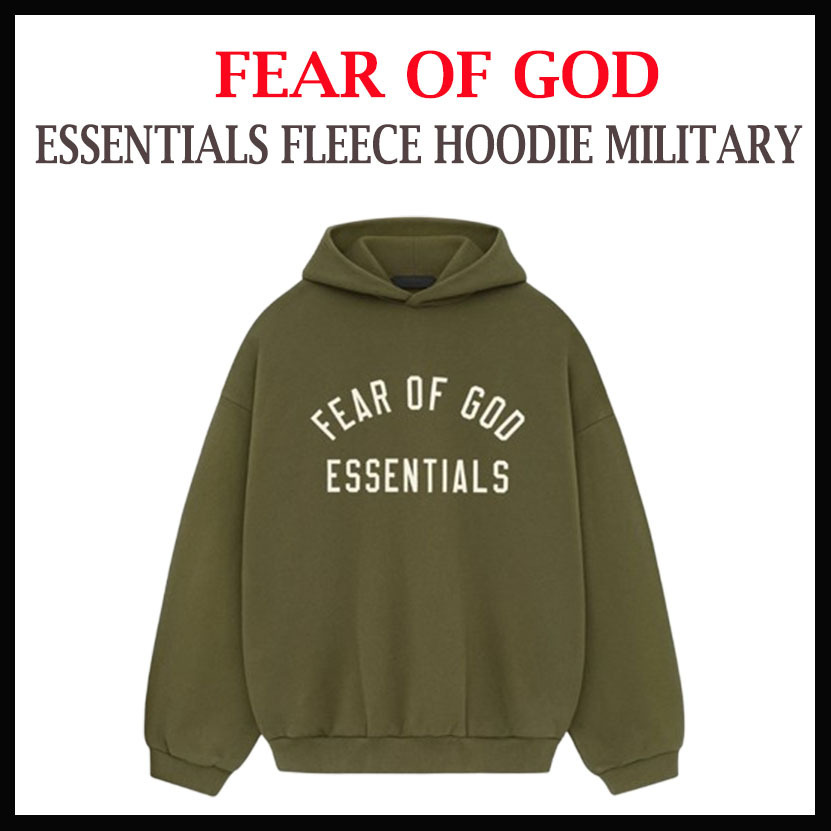 ☆ FEAR OF GOD ☆ ESSENTIALS FLEECE HOODIE MILITARY
