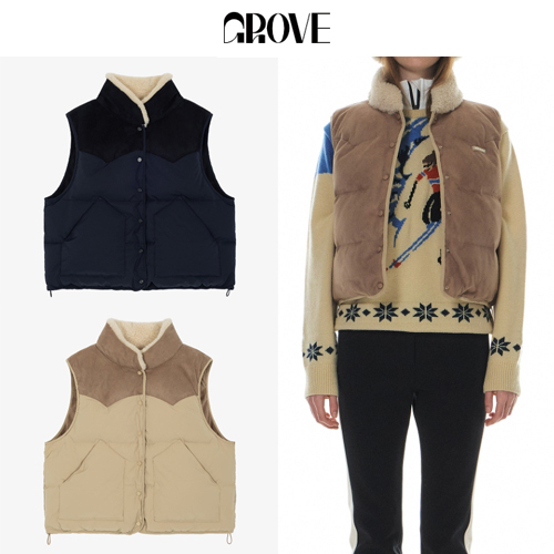 ★24-25WT新作★GROVE★POINT COLLAR REVERSIBLE DOWN VEST