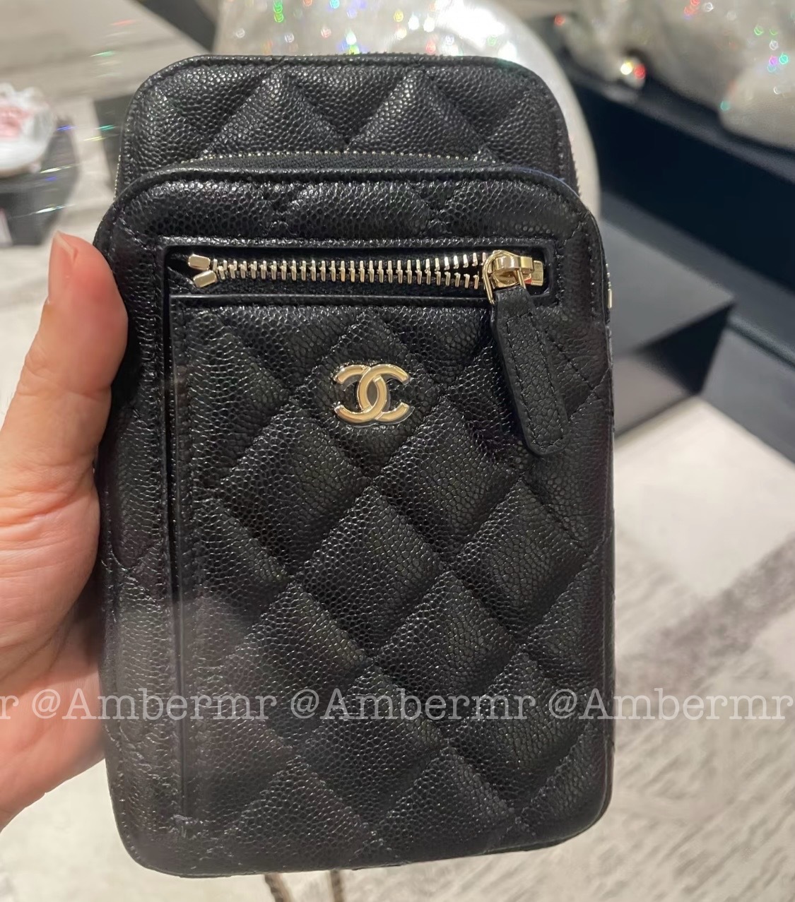 25C CHANEL CCロゴ クラシックフォンホルダー チェーンクラッチ