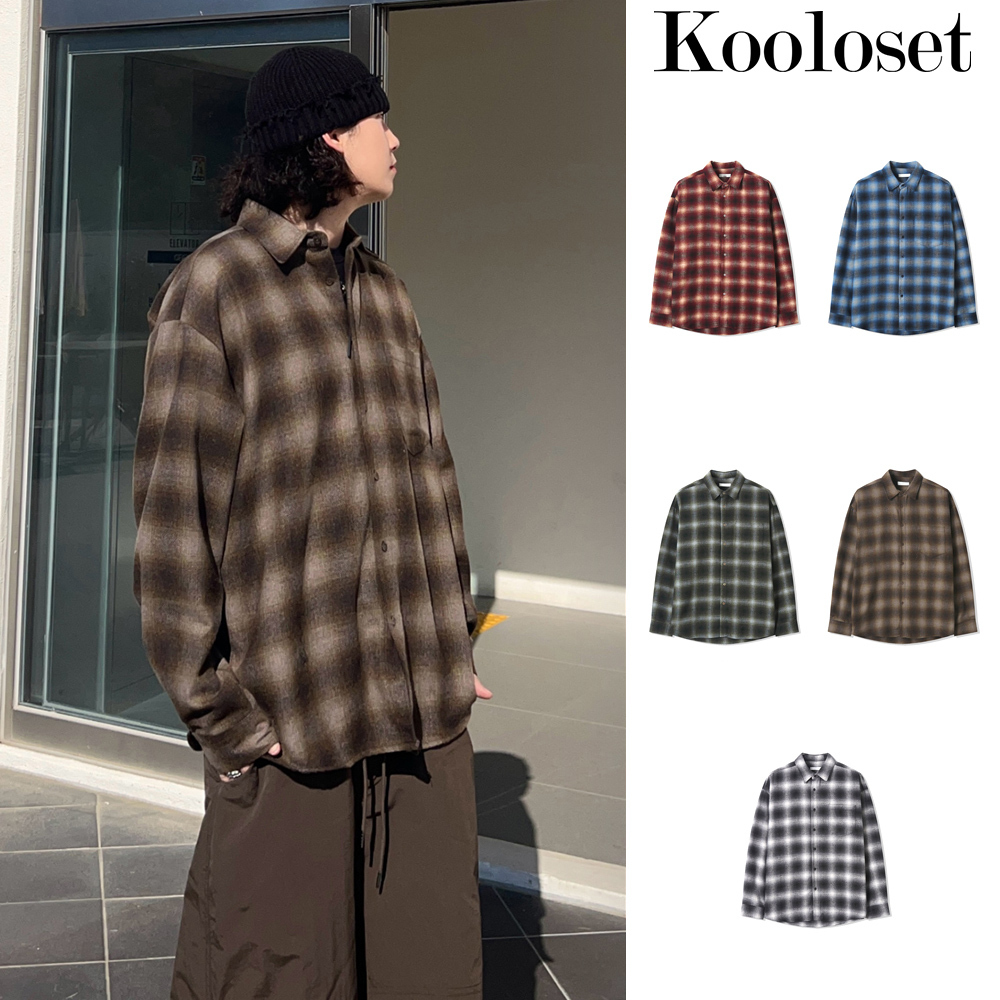 【KOOLOSET】Wool Check Over Shirt