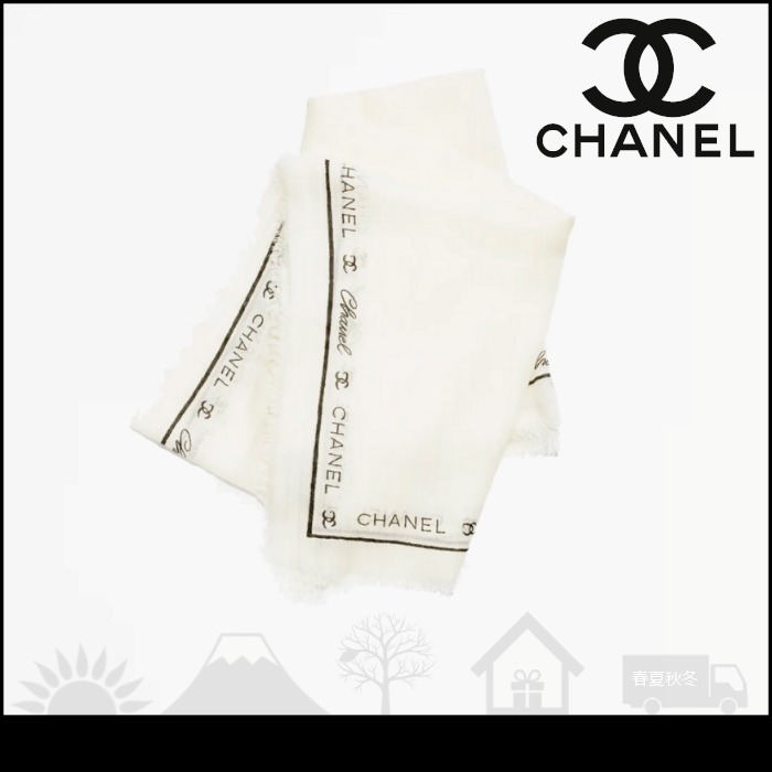 【シャネル】CHANEL スカーフ カシミヤ ウール & シルク