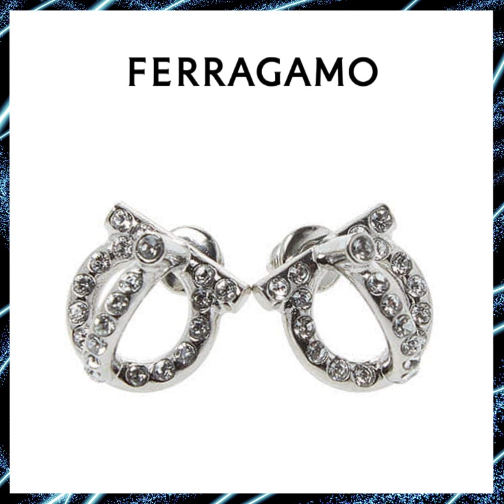 [FERRAGAMO] クリスタル ガンチオ 3D ピアス