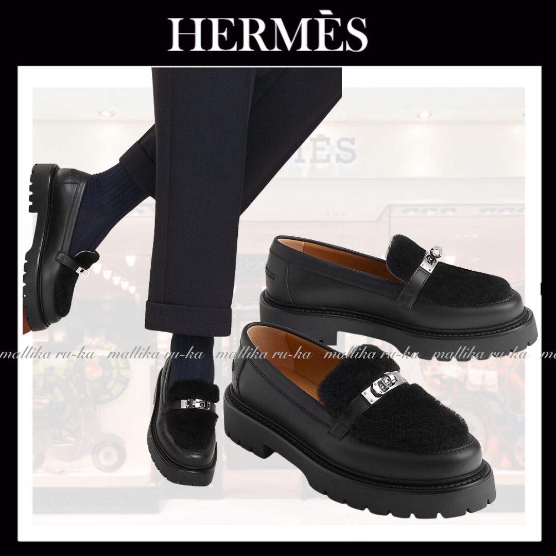 直営店買付☆【HERMES】 アイコンローファー 異素材MIX