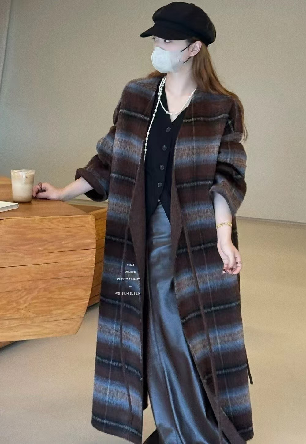ロングコート レディース オフィス ノーカラー トレンチコート