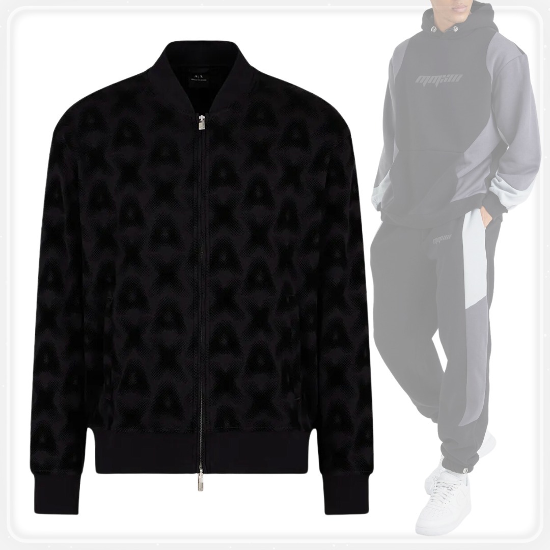 【A/X ArmaniExchange】ボンバーネックスウェットシャツ ロゴ