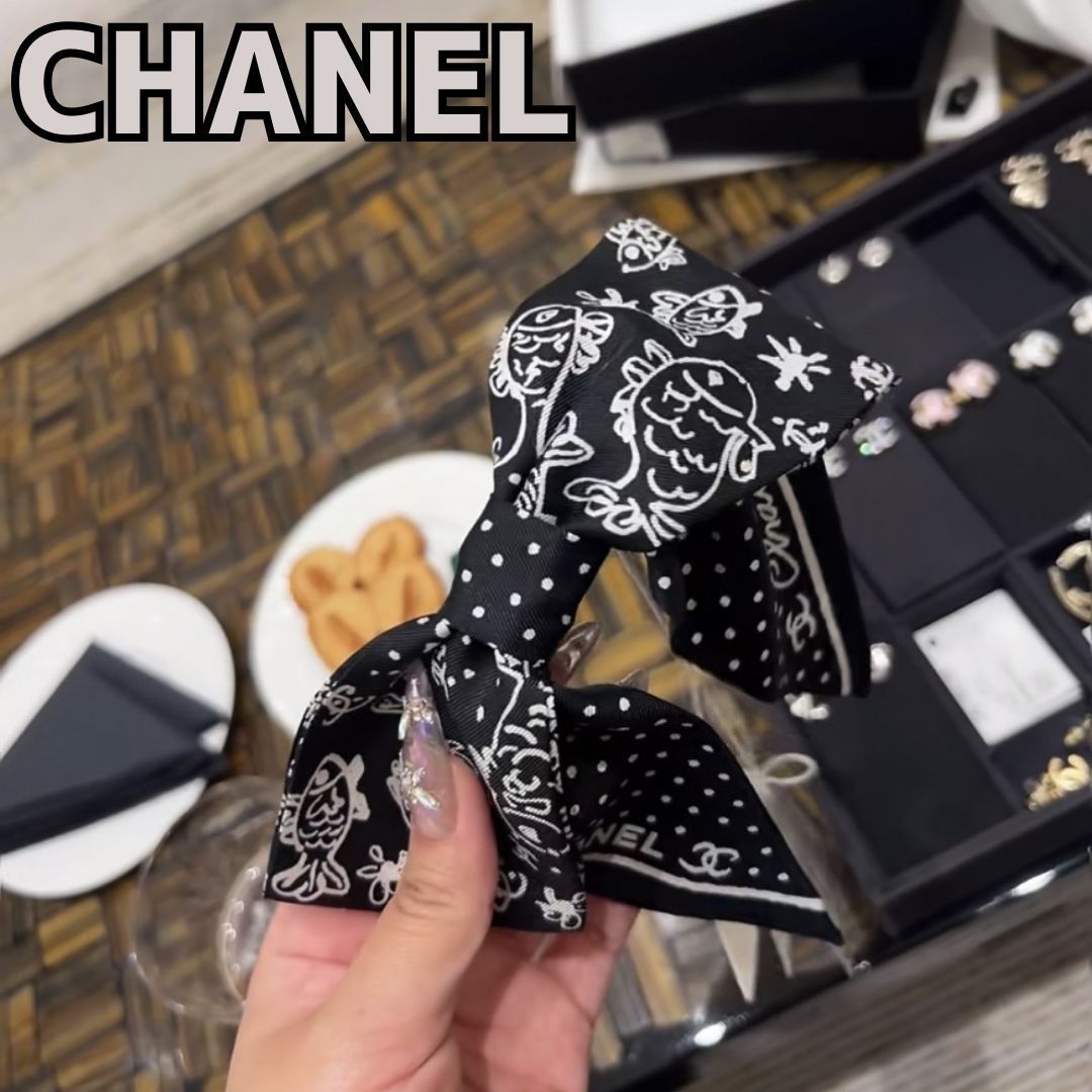 《25C》CHANEL ボウ バレッタ リボン バレッタ