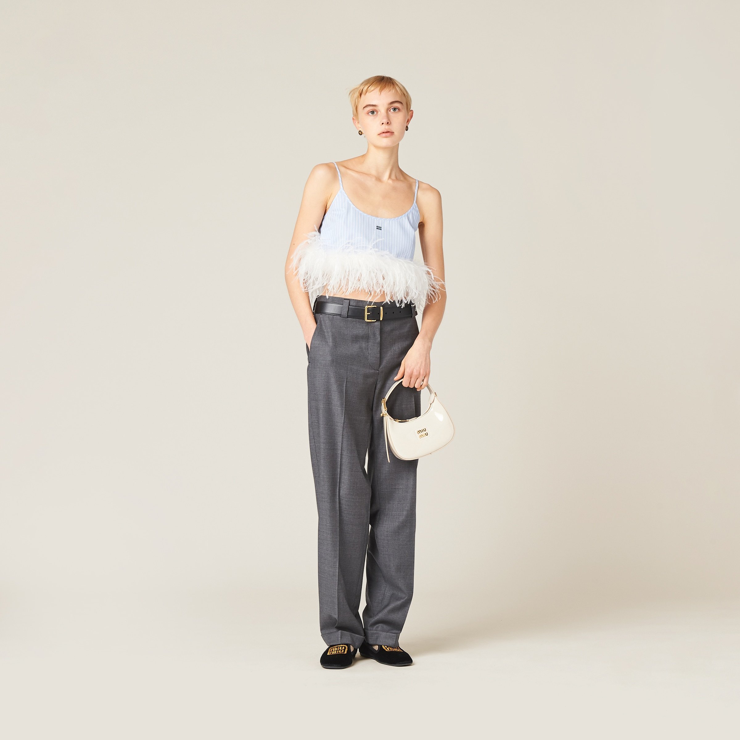 【日本入手困難】ミュウミュウ Poplin pajama pants ボトムス Miu Miu Straight Leg Poplin Pajama Pants - Bergdorf Goodman
