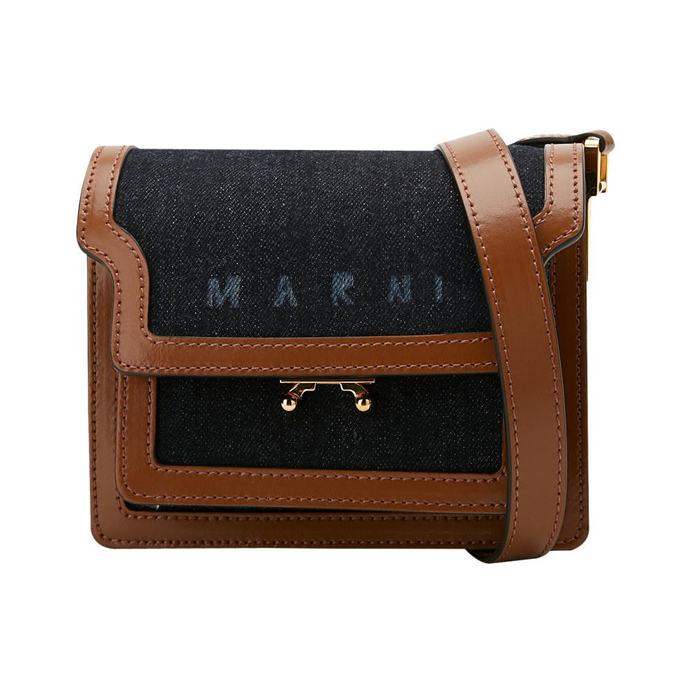 MARNI★デニム レザー ロゴ ショルダーバッグ