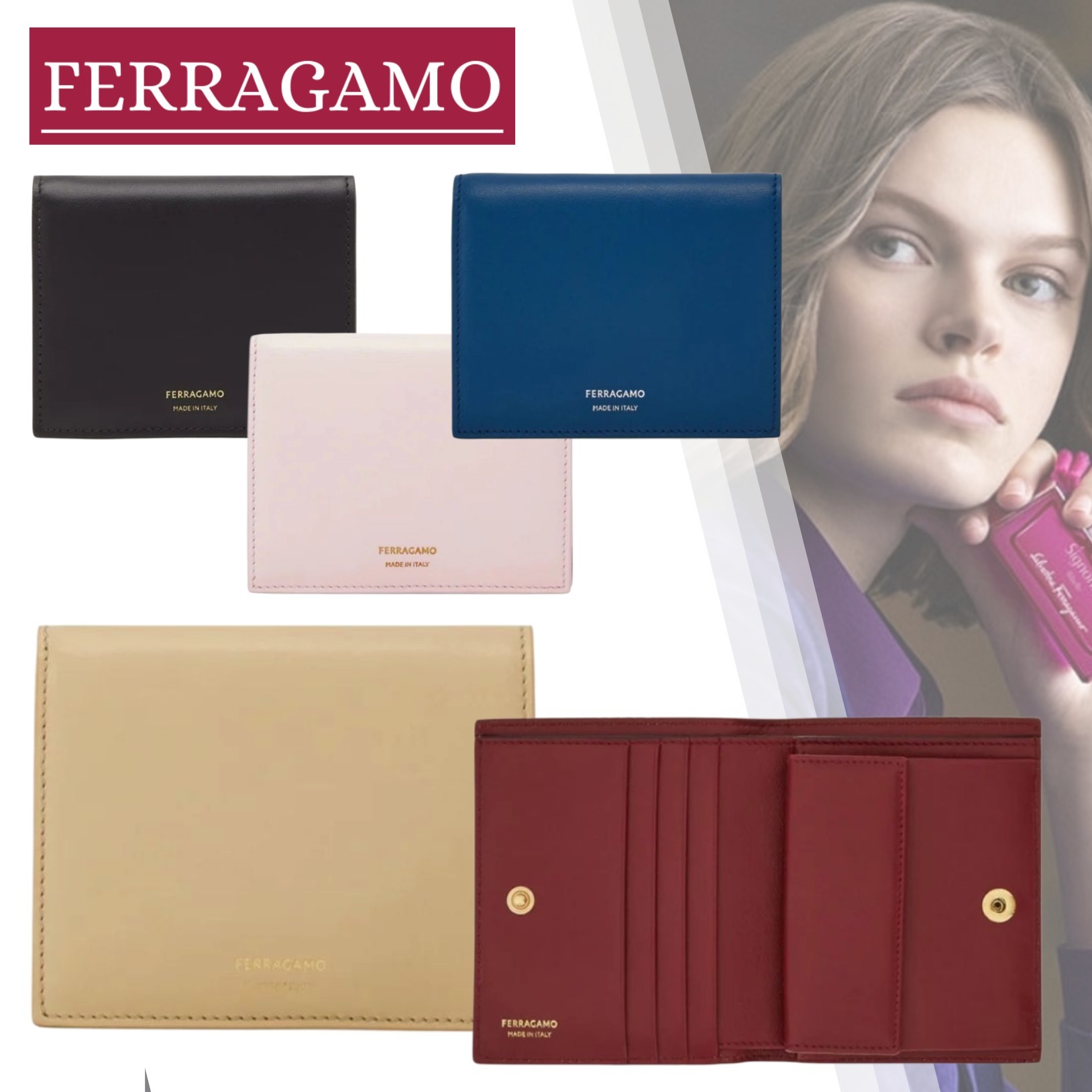 国内直営★ギフトに【FERRAGAMO】バイカラー 二つ折り財布