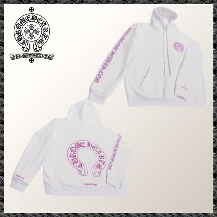 送料込◆Chrome Hearts Plus クロス ホースシュー パーカー 白 クロムハーツ CHプラス 総柄 ホースシュー プリント フーディ