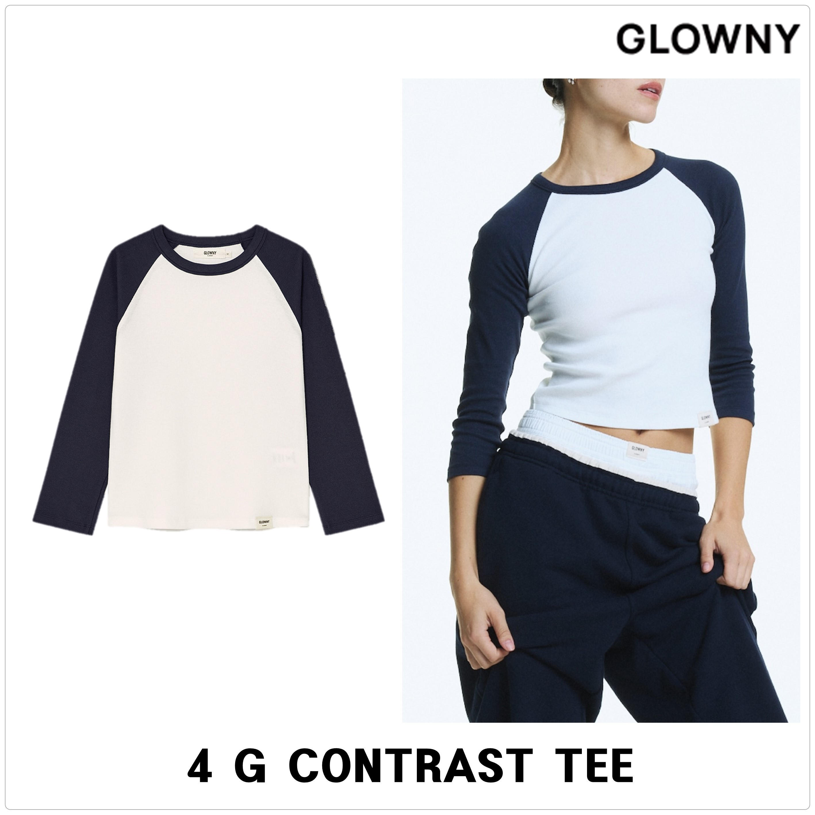 [GLOWNY] 3/4 G CONTRAST Tシャツ★新作・24AW★レディース★