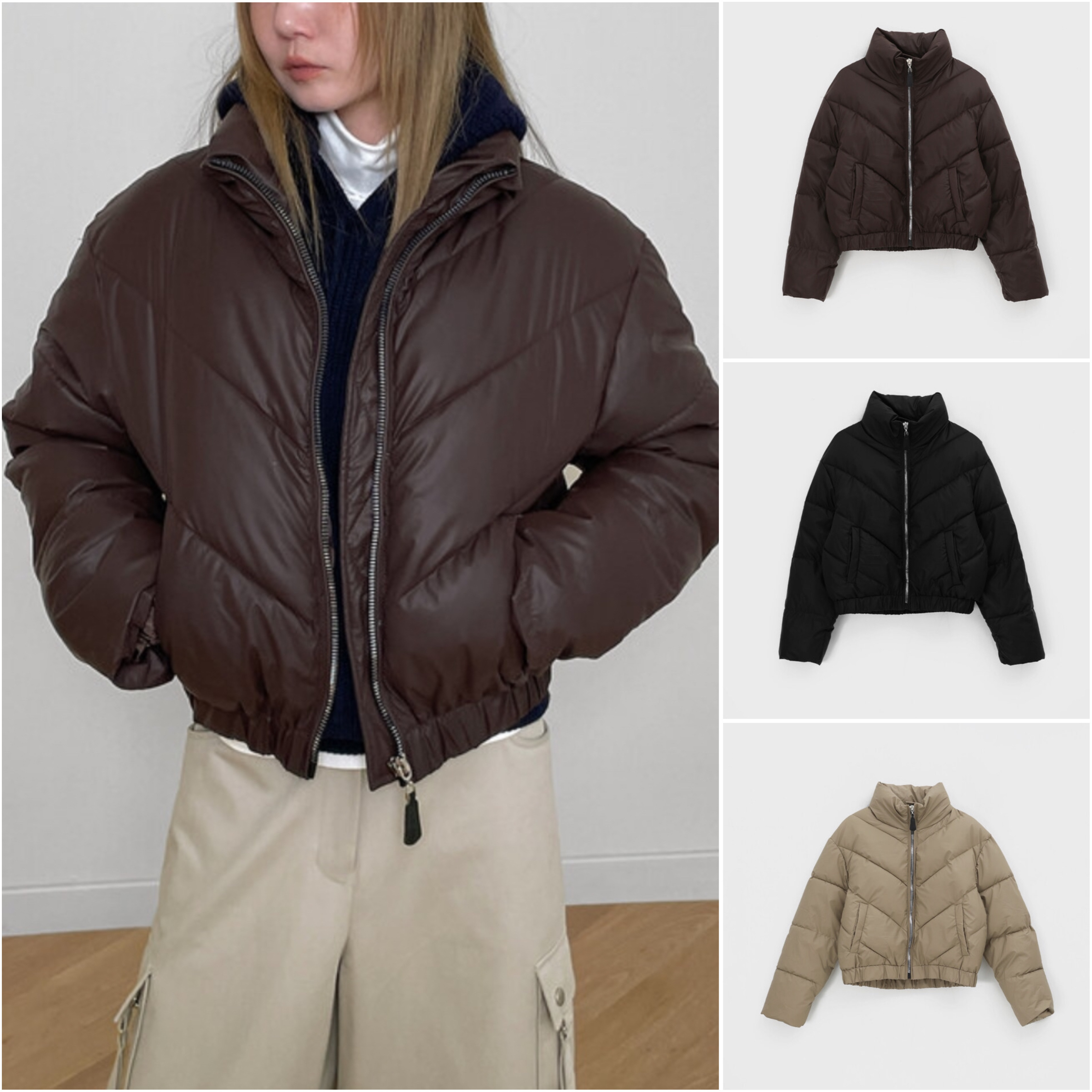 韓国発!【BLACKUP】Wise crop wellon padded jacket