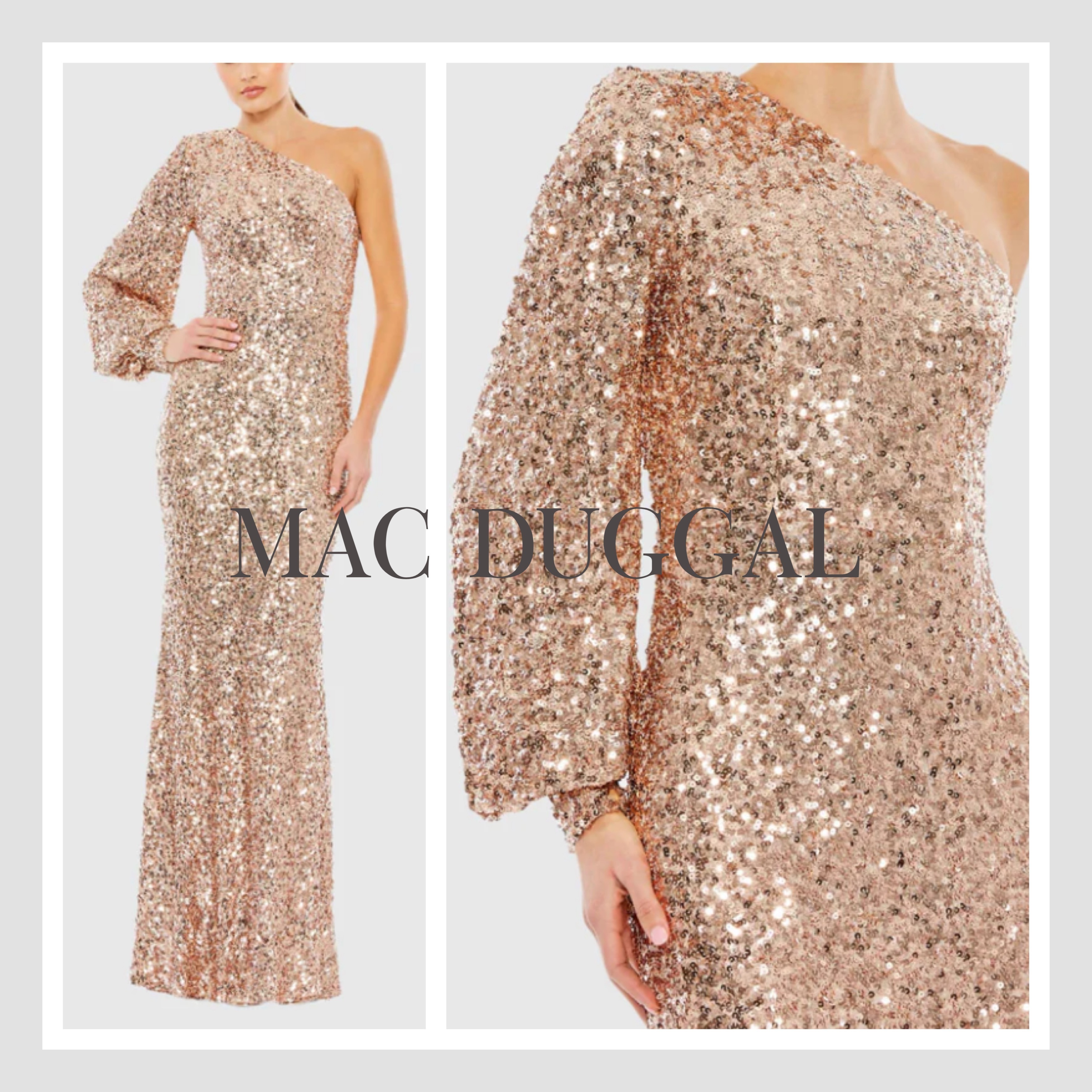 【Mac Duggal】スパンコール ワンショルダー ガウン ドレス