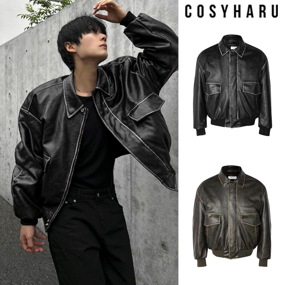 【COSYHARU】Hiben Chic Quilted Leather Jumper