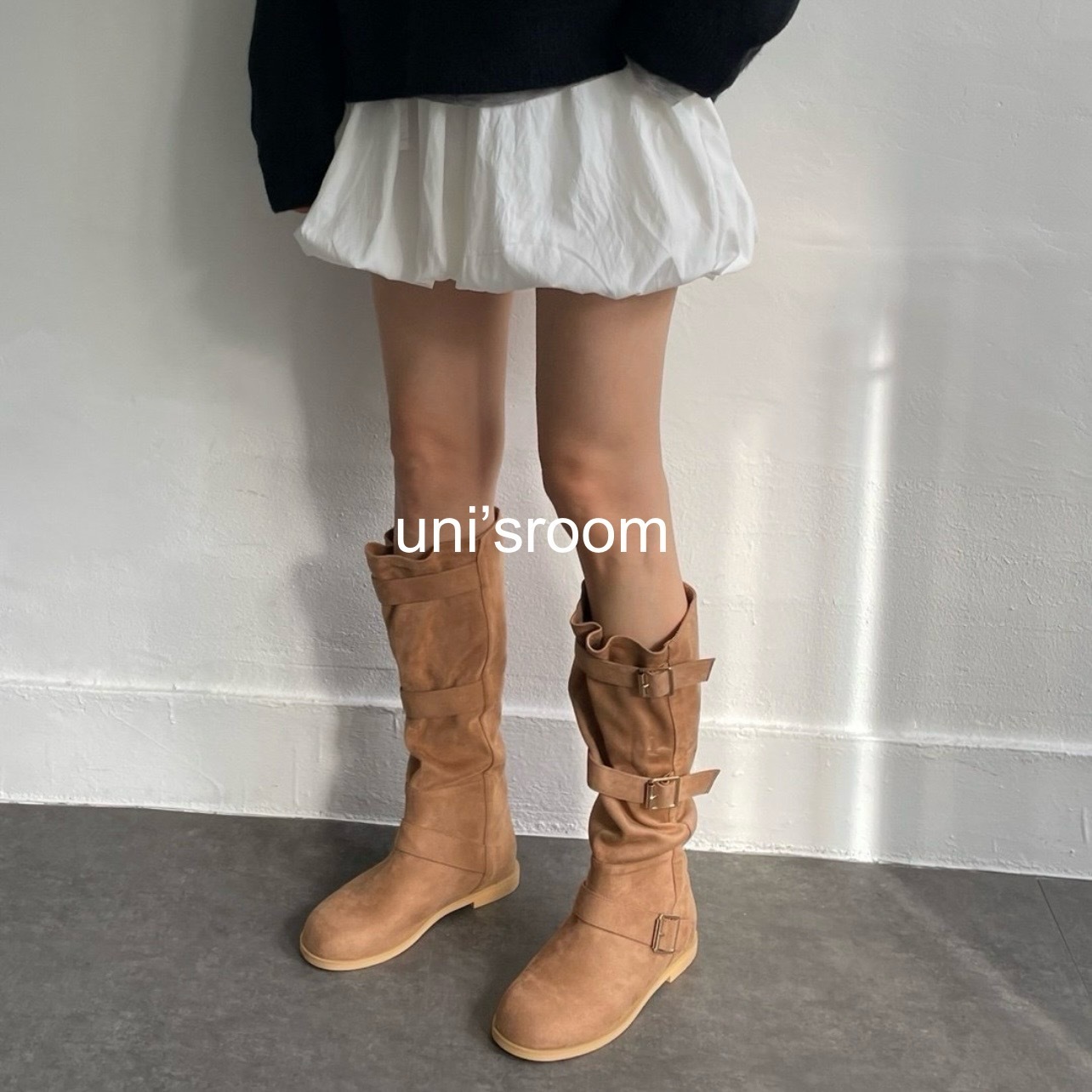 uni's room■2color スエードベルトロングブーツ SS-AW25-41
