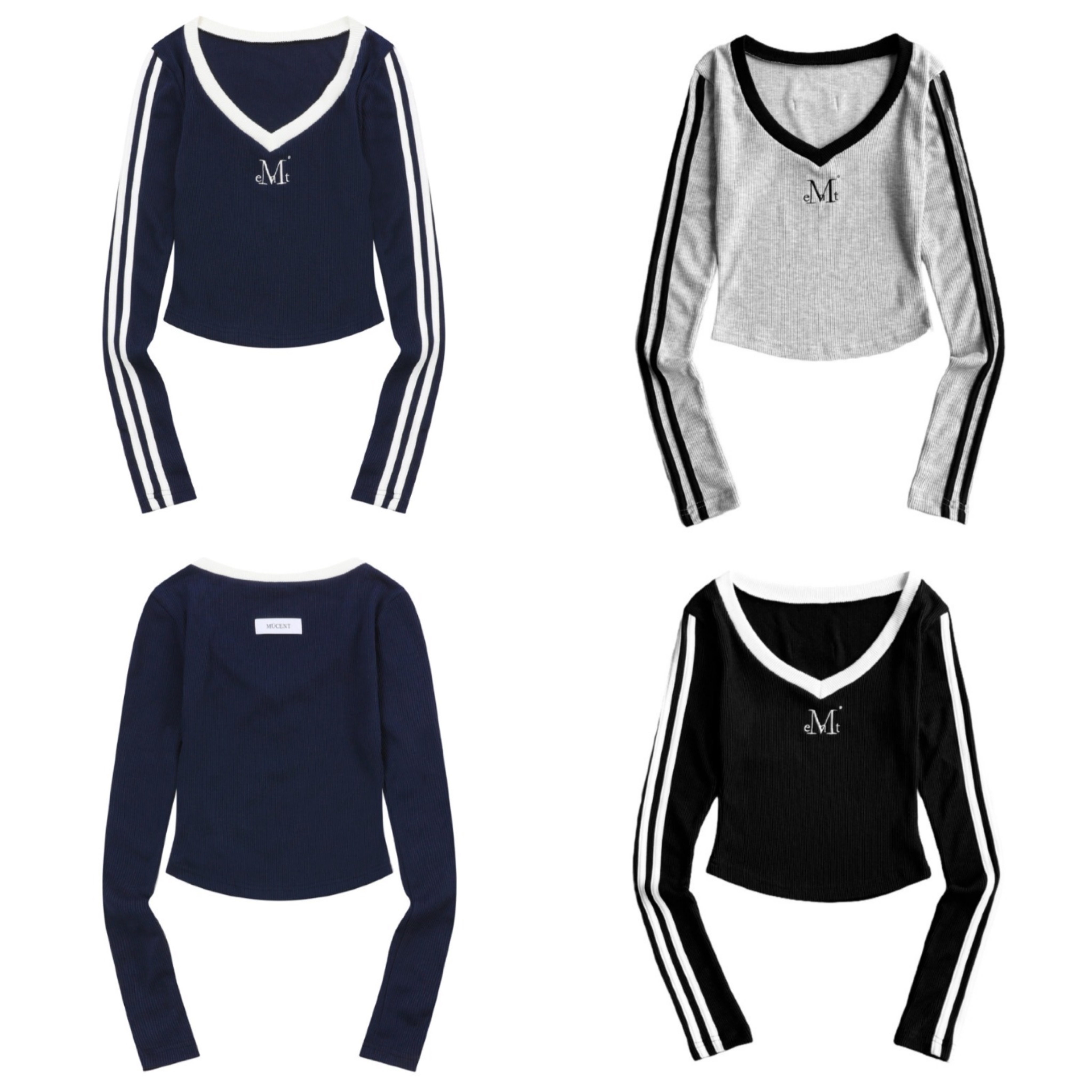 ☆韓国☆［MUCENT］ BINDING TRACK LINE V-NECK T 3color