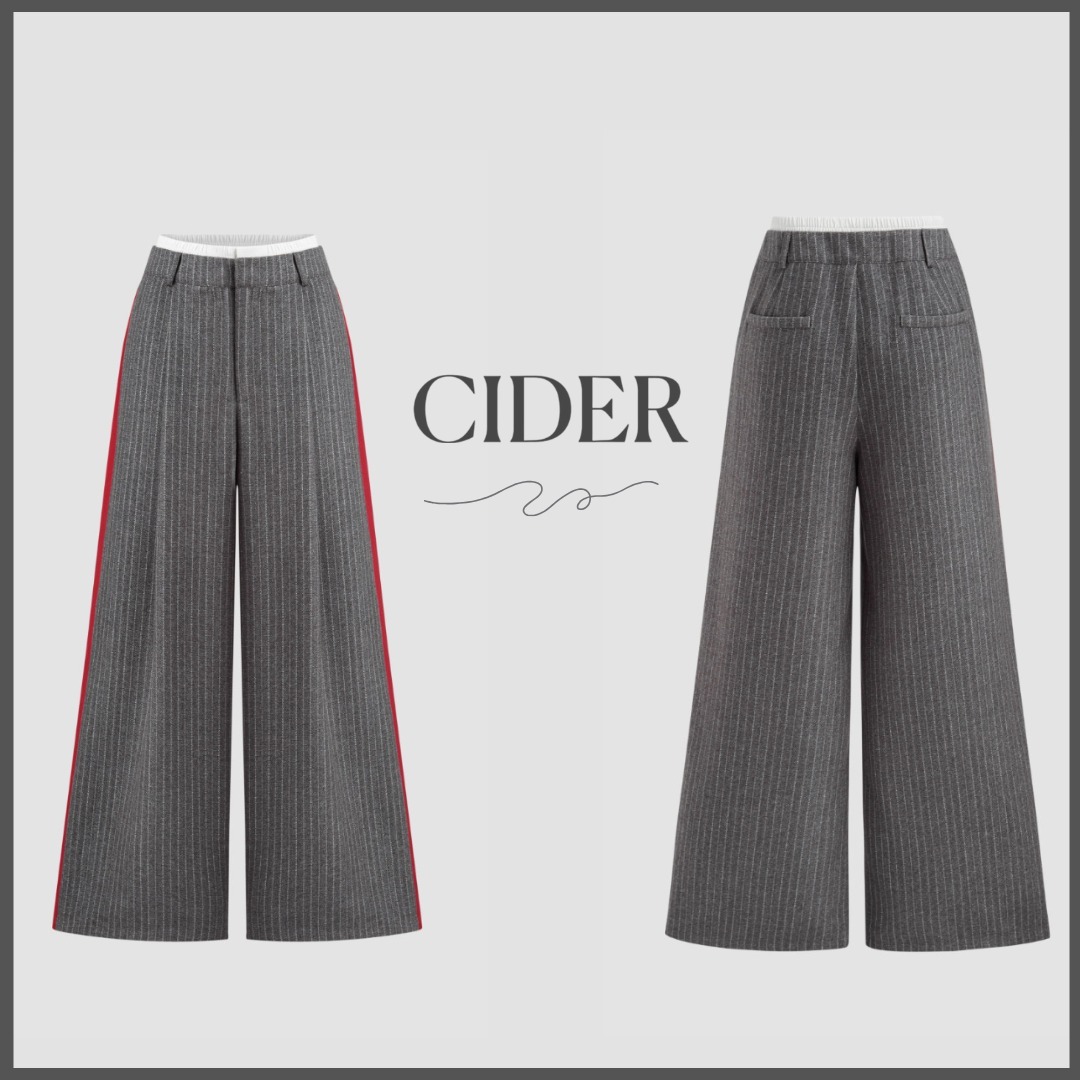 *CIDER* ミッドライズ ストライプ ストレートレッグ トラウザー