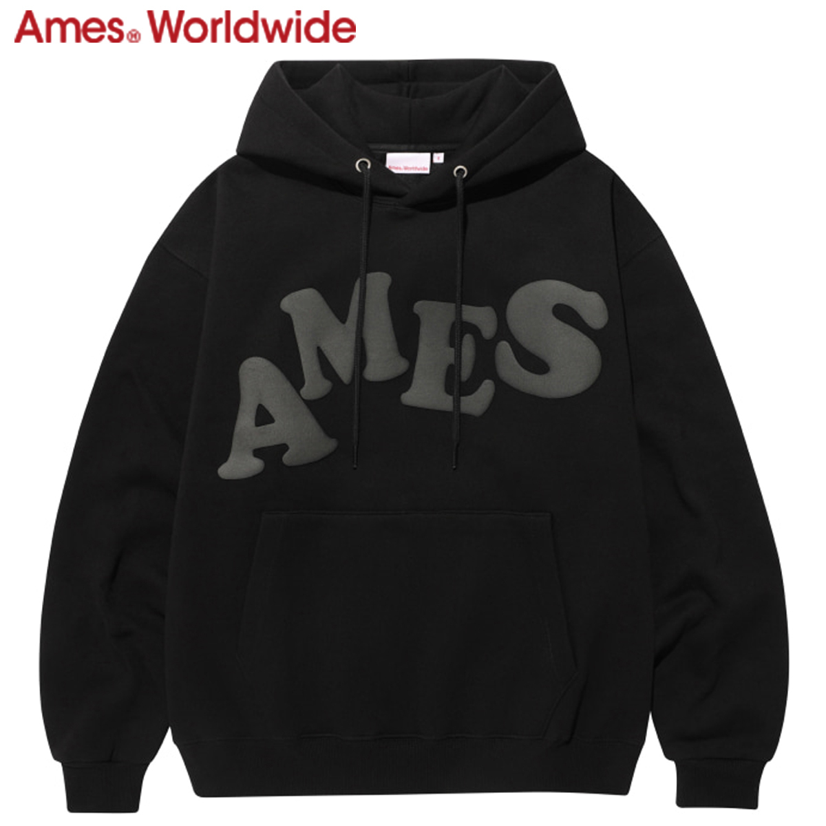 ★AMES-WORLDWIDE★BIG TYPO HOODIE GREY BLACK★正規品/送料込
