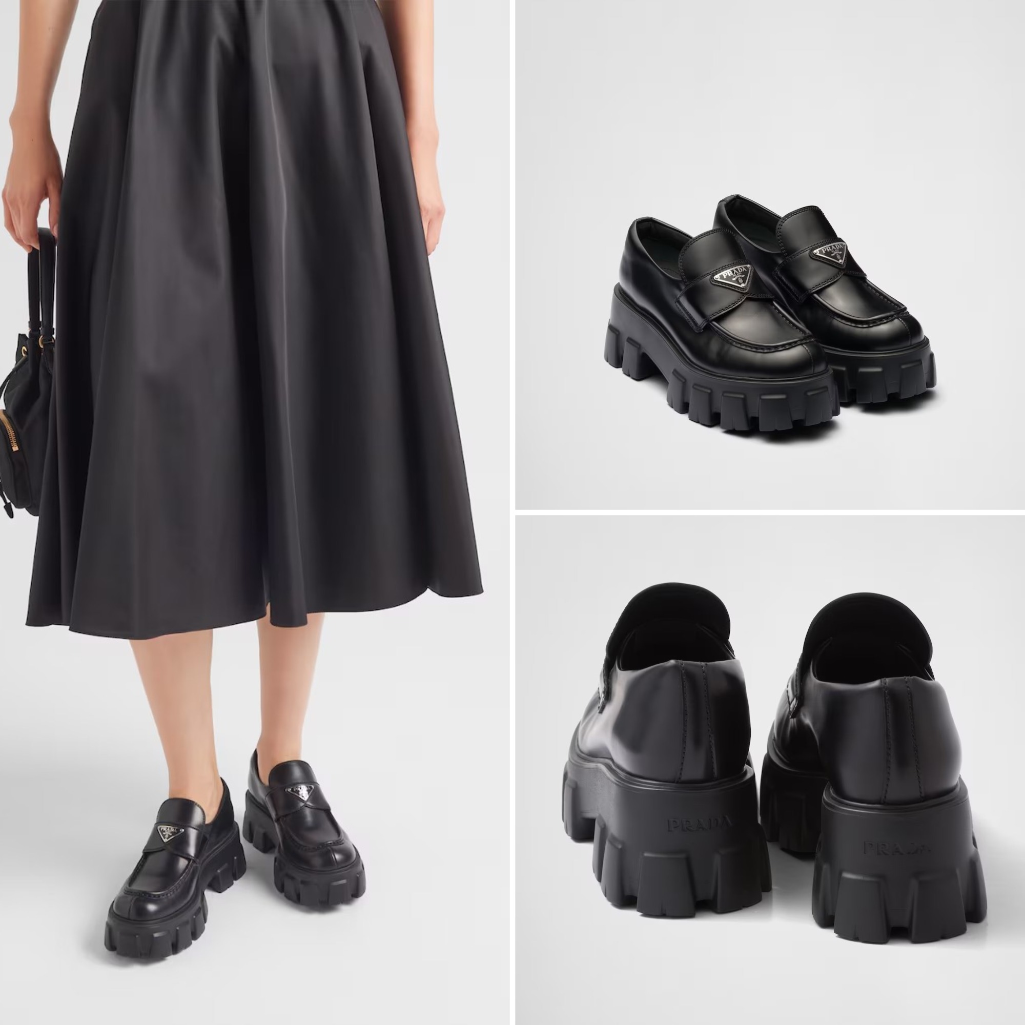 《送料無料》PRADA Brushed leather Monolith loafers