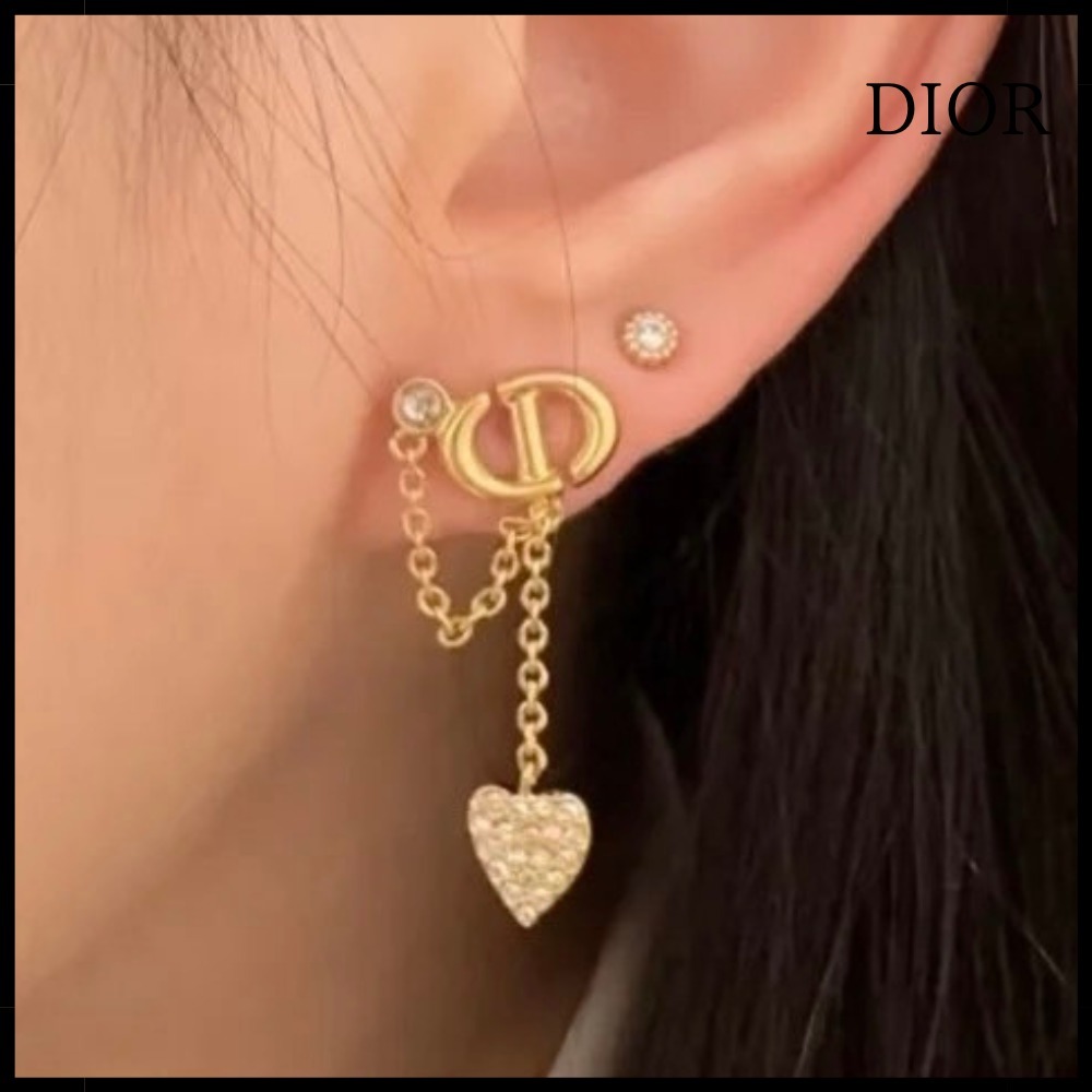【エレガントに揺れるチャーム♪】Dior CD Navy ピアス ロゴ