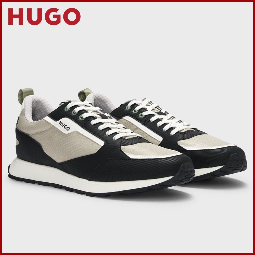 HUGO ミックスマテリアル スニーカー リップストップ