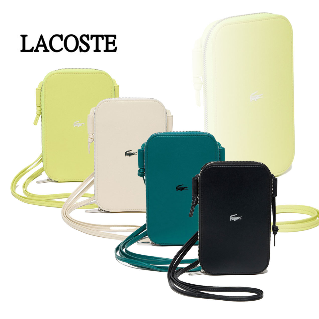 【LACOSTE】 ワンポイントワニロゴスマホポーチ