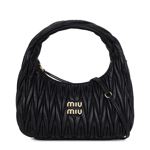 トートバッグ MIU MIU 24FW Black Wonder Matelasse HoboBag 5BC153 N88 F0002