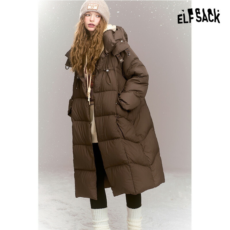 ELFSACK ダウンジャケット ロング フード付 ポケット あったか