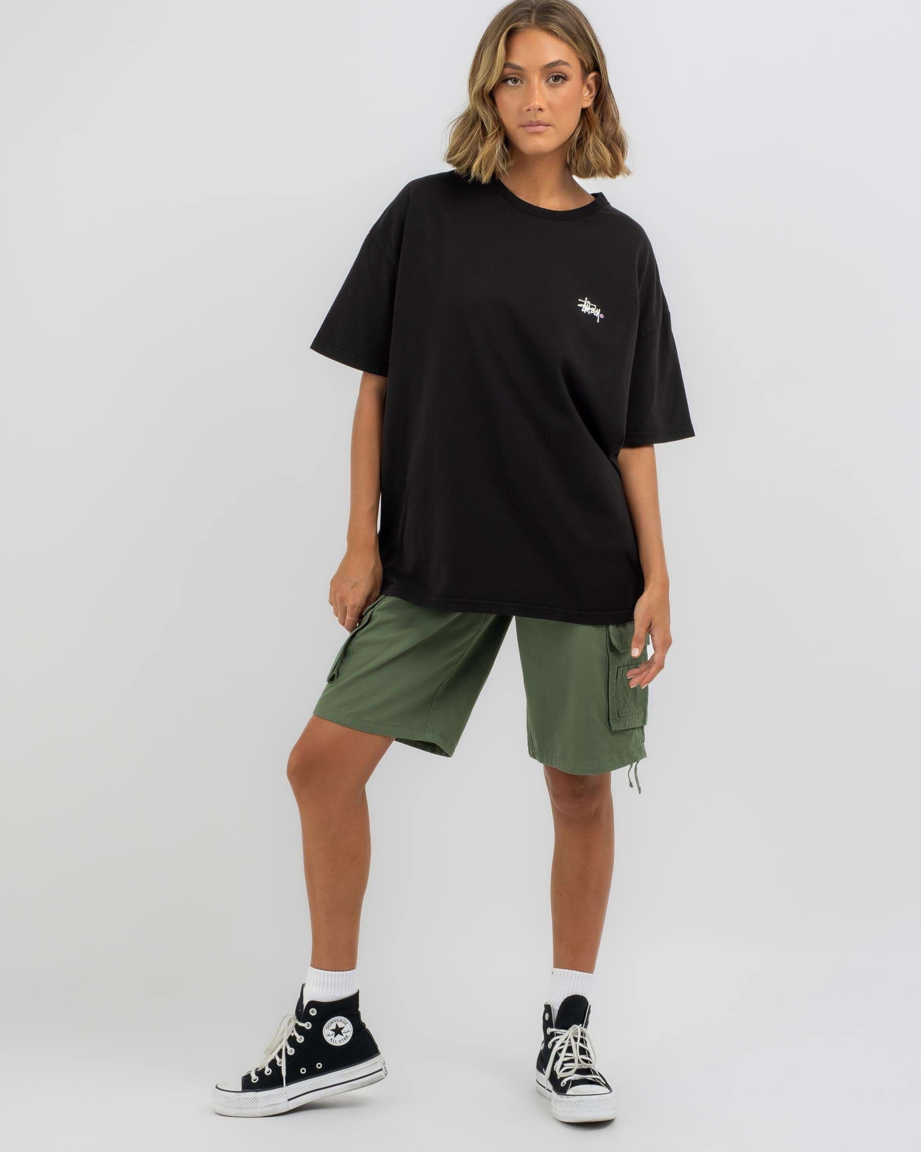 【STUSSY】Graffiti Relaxed Tee -Pigment Black- ロゴ Tシャツ