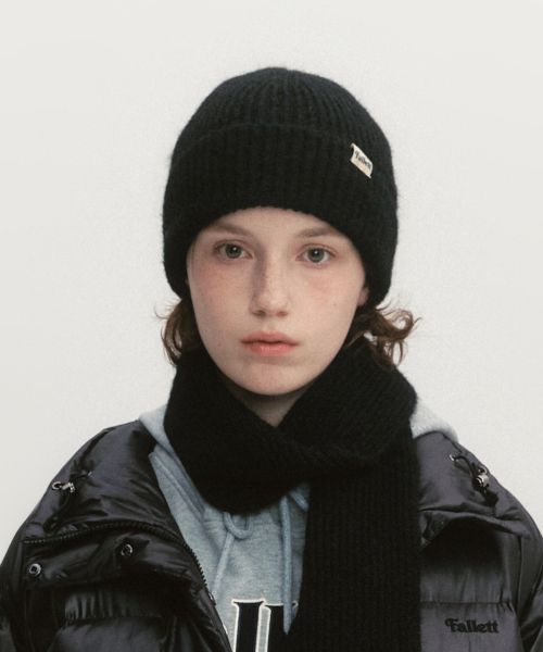 ニットキャップ・ビーニー Fallett wool knit beanie black FA2403CA11BK