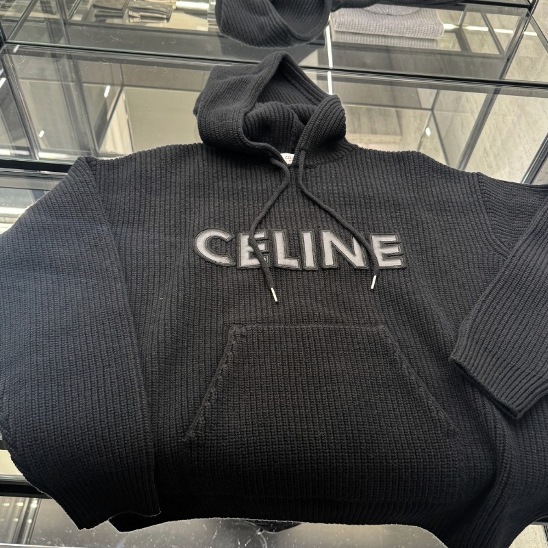 ★SO BLACK★【CELINE】モノクロームウールフーディー