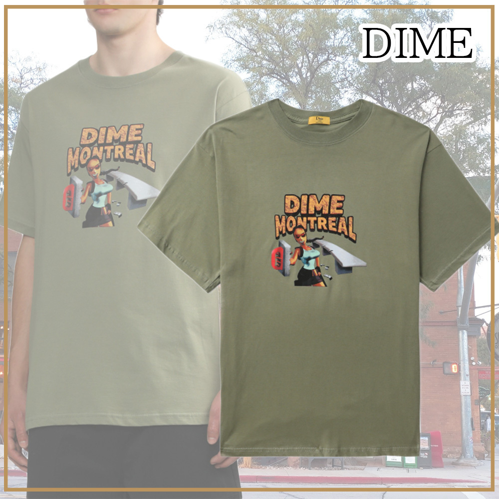 【カジュアルスタイルに個性を】DIME カーキ 半袖 Tシャツ ロゴ