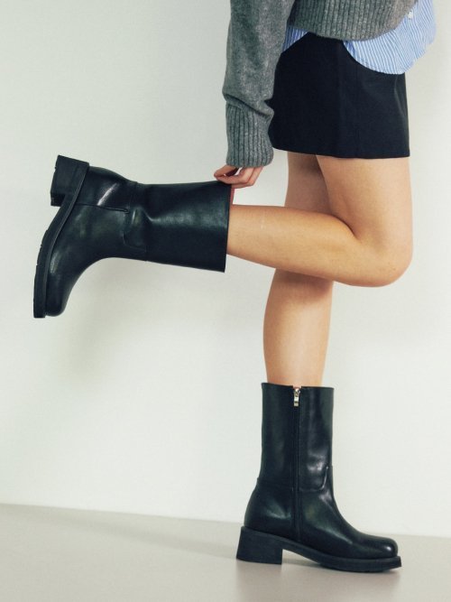 ロングブーツ KOMOREBI MUSEUM Handmade Chunky Sole Platform Leather Middle