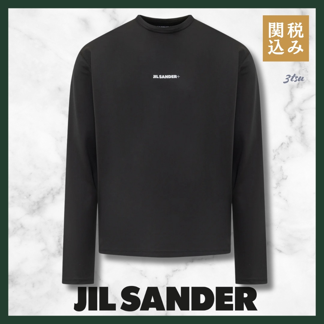 Jil sander★プリントロゴ 長袖 Tシャツ ブラック メンズ