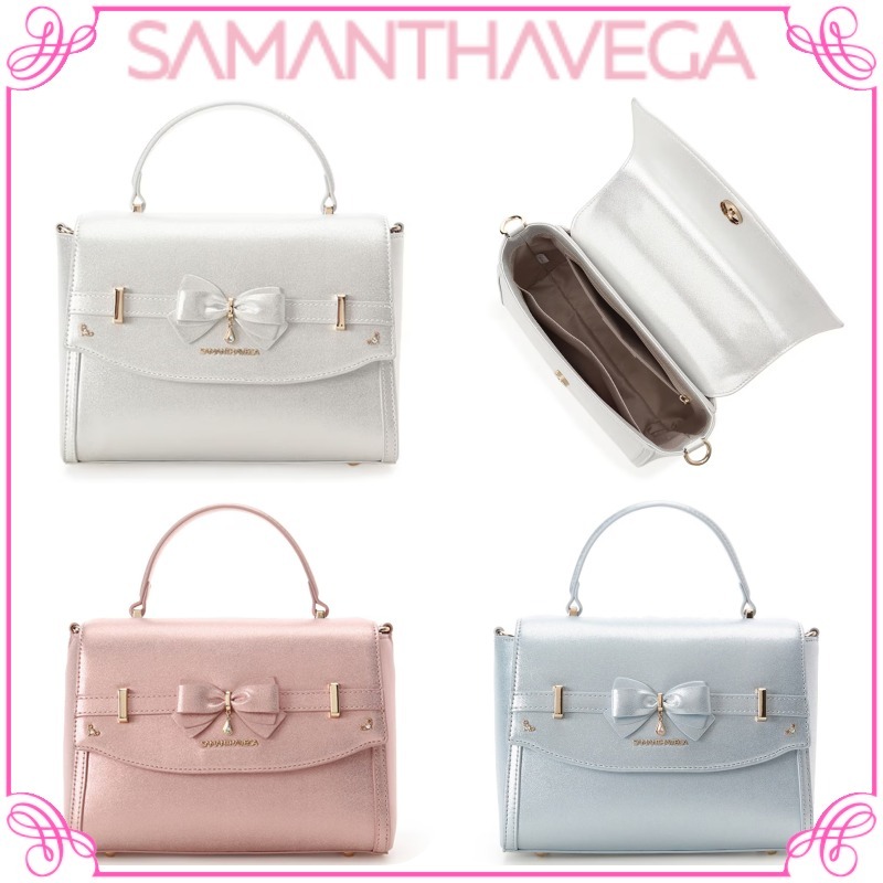 大人気!! SAMANTHAVEGA アクセントリボンラメショルダーバッグ