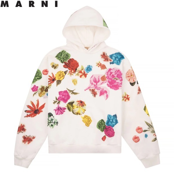 MARNI マルニ プリントプルオーバーフーディー ホワイト