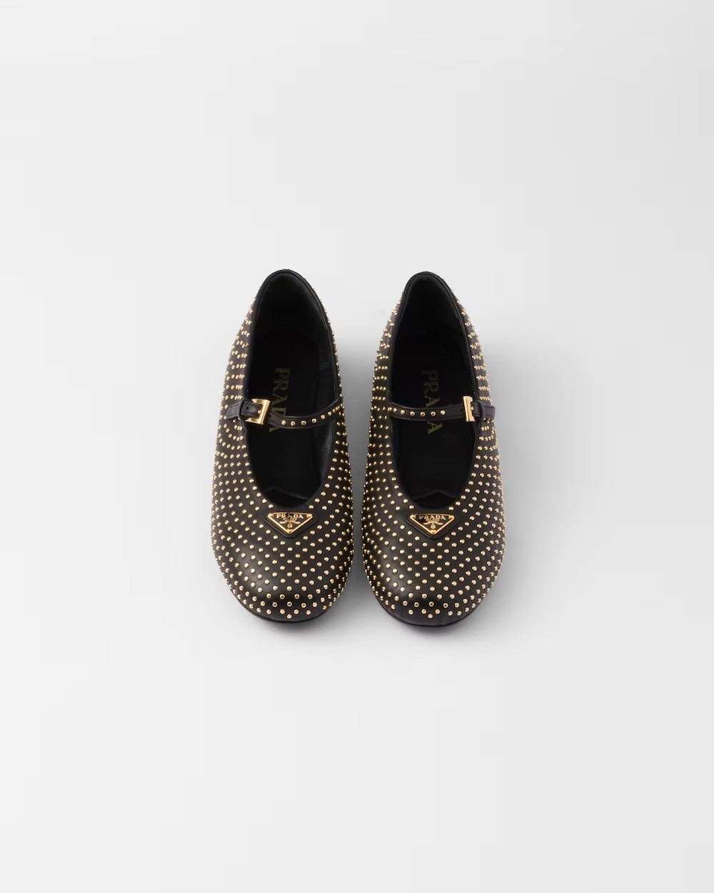 《送料無料》PRADA Nappa leather ballerinas with studs