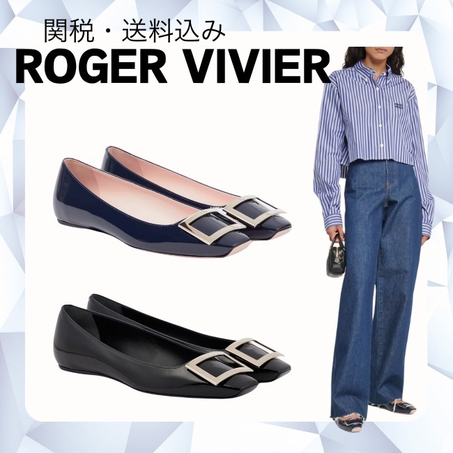関税・送料【Roger Vivier】トランペット レザーパンプス
