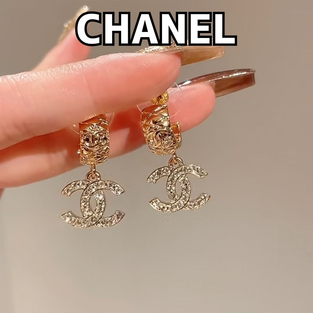 《25C》CHANEL シャネル CCロゴ ピアス 大きめロゴ