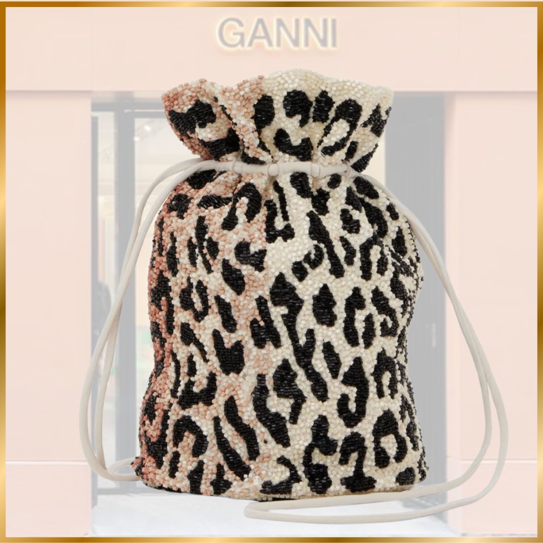 ◆関税込◆Ganni◆ レオパード柄巾着バッグ