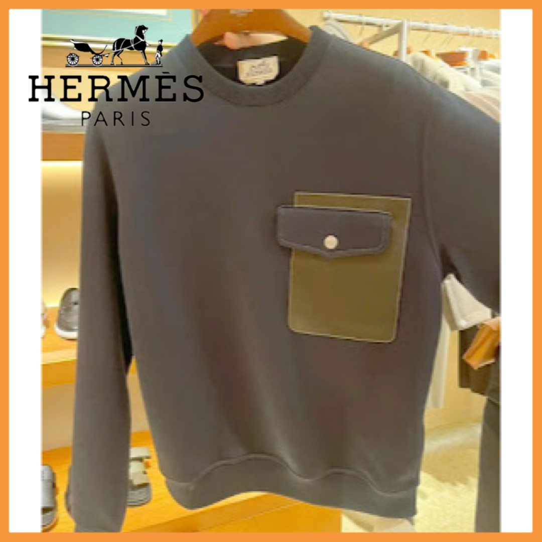 【レザーのアクセント♪】HERMES ネックスウェット