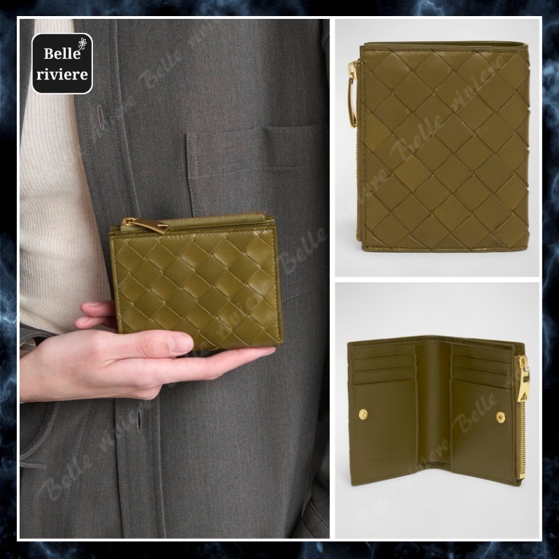 24AW new/BOTTEGA VENETA スモールジップ二折財布 Wallet Green