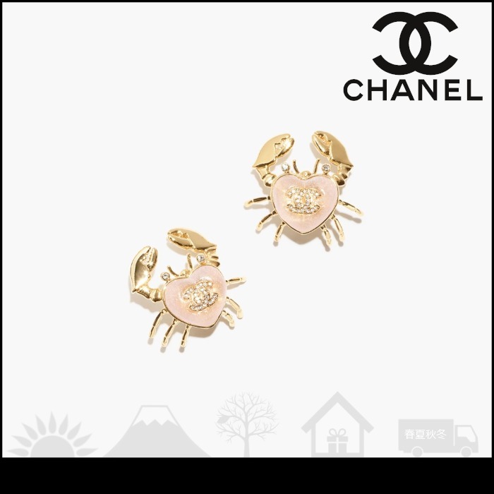 【シャネル】CHANEL ピアス グラスストーン カニさん