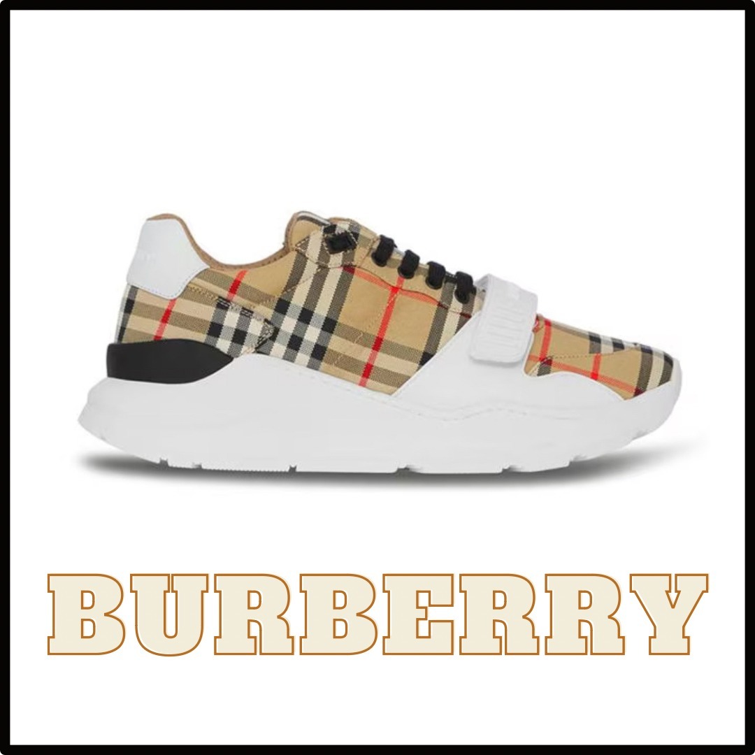 関税込み【Burberry】レジス チェック スニーカー メンズ