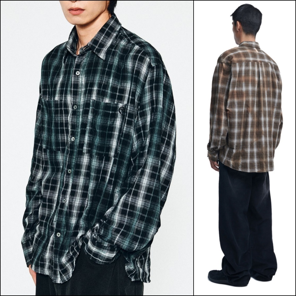 シャツ NOMANUAL OD CHECK SHIRT BLACK NM63SH01M1BK