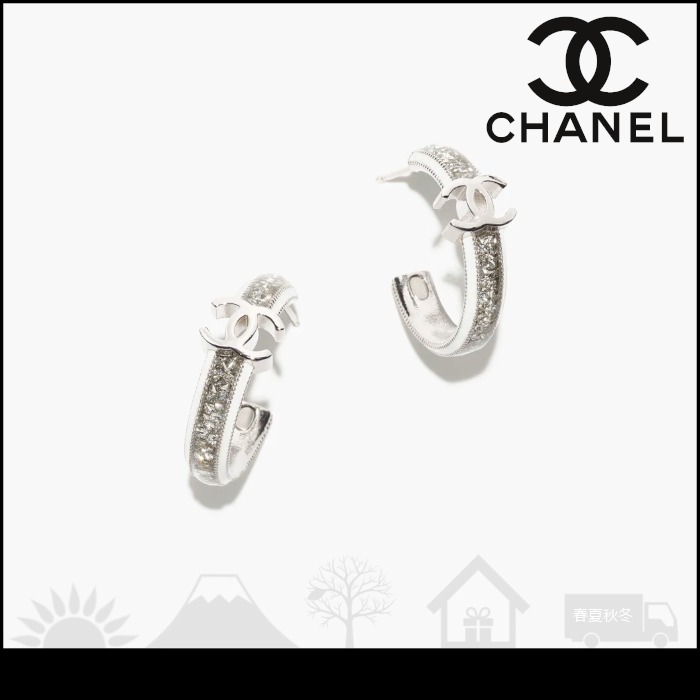 【シャネル】CHANEL フープ ピアス メタル レジン & ストラス