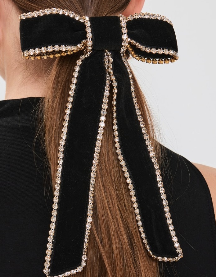 【LELET NY】クリスタル リボン バレッタ LELET NY ヘアーアクセサリー バレッタ クリスタル リボン タイ