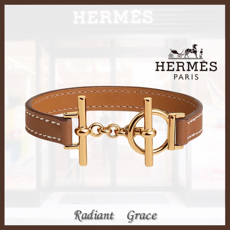 上品な一品》HERMES レザーブレスレット 《クロワジエール》