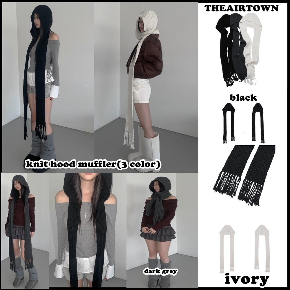 ★韓国大人気★THEAIRTOWN マフラー プチプラ knit hood muffler